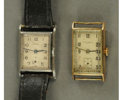 A gentleman's Eterna Art Deco wristwatch, in stainless steel case, the dial with Arabic numerals and subsidiary seconds dial,