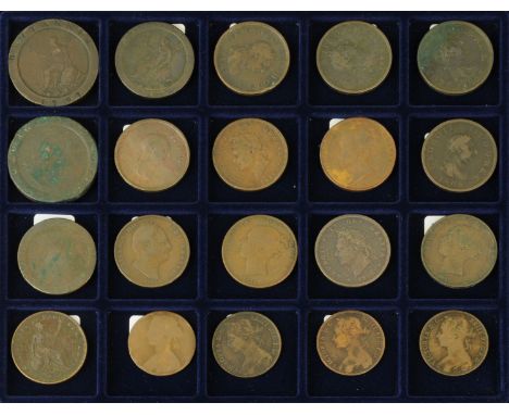 George III-Elizabeth II, copper and bronze pennies, many consecutive dates throughout Victoria and later, to include 2 x Geor