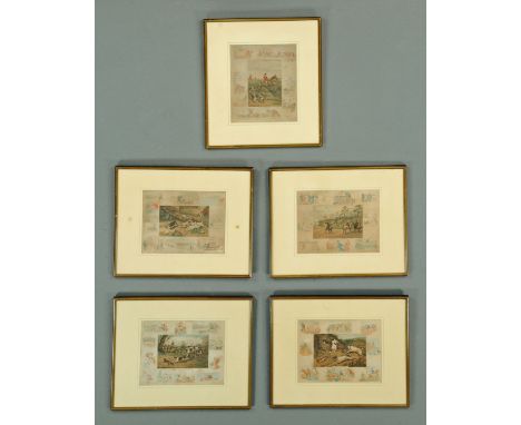 After Frank Paton, five 19th century hunting prints.  Each 20 cm x 25 cm, signed in pencil.