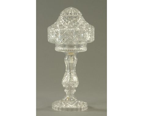 A cut glass table lamp, with detachable shade.  Height 44 cm. 