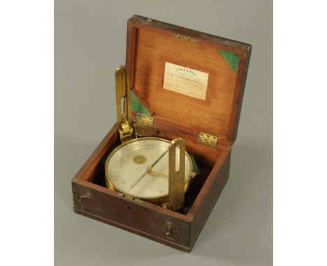 A lacquered brass surveyors compass, late 19th century, with silvered dial signed for "Adie & Son, Edinburgh", in a fitted ma
