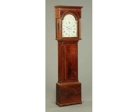 An early 19th century mahogany longcase clock, by Mitchell & Son, Gorbals, with two-train striking movement, long trunk door 