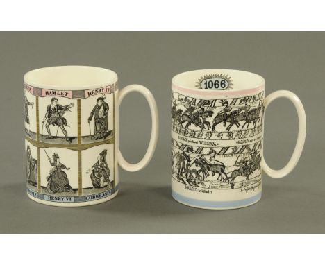 Two large Wedgwood commemorative mugs, William Shakespeare Playwright and Poet, designed by Victor Skellern, and Limited Edit