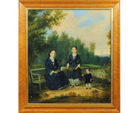 An early 19th century family portrait oil painting on canvas.  89 cm x 77.5 cm (see illustration).    CONDITION REPORT:  It i