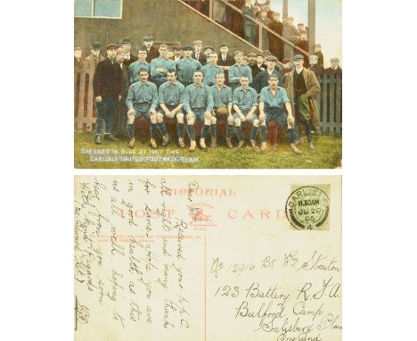 A rare early postcard of Carlisle United, dated verso 1905 (see illustration).