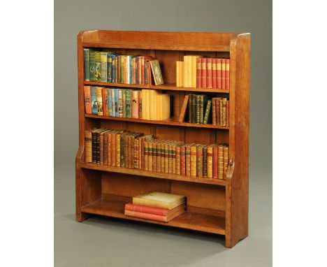 A Robert Mouseman Thompson of Kilburn large open bookcase, with adzed top, two adjustable shelves and two further fixed shelv