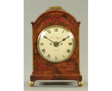 A George III mahogany bracket clock by John Upjohn, marked "London" to the dial and "Upjohn, Exeter" to the backplate, two-tr