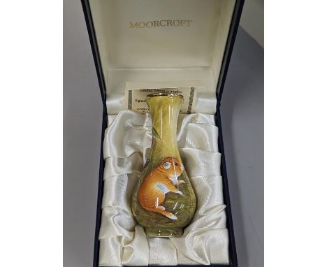 A boxed Moorcroft enamel Dormouse vase, limited edition 10/50 Location: 