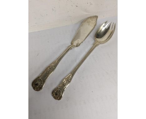 A Victorian silver runcible spoon and matching fork, hallmarked London 1850 and 1851, 101.2gLocation: 