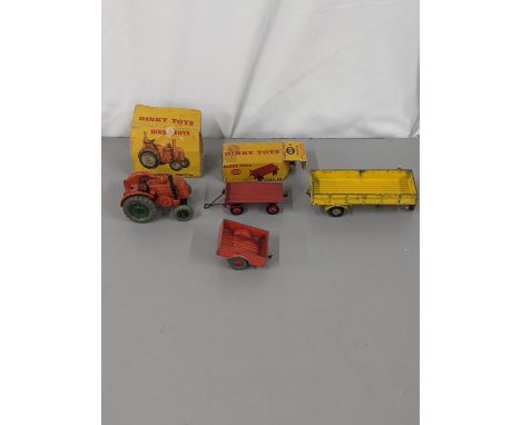 Dinky Toys No 301 Field-Marshall tractor with box (box A/F), Dinky Toys No 429 trailer boxed, Dinky Toys 341, together with D