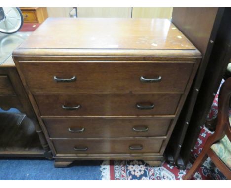 A VINTAGE OAK FOUR DRAWER CHEST W-74 CM