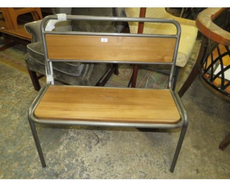 A MODERN INDUSTRIAL STYLE METAL/WOODEN BENCH SEAT L-90 CM