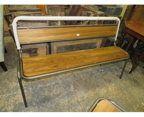 A MODERN INDUSTRIAL STYLE METAL/WOODEN BENCH SEAT L-151 CM