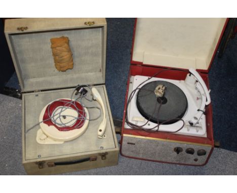 TWO VINTAGE RECORD PLAYERS TO AN ALBA EXAMPLE A/F