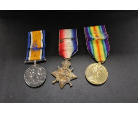 THREE WWI MEDALS AWARDED TO 7739 PTE A. SHAW . R. IR . RIF