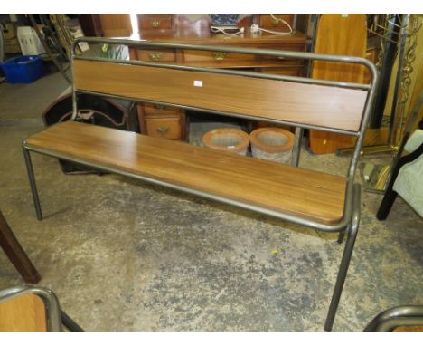 A MODERN INDUSTRIAL STYLE METAL/WOODEN BENCH SEAT L-151 CM