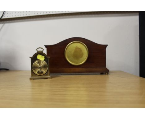 A INLAID MAHOGANY MANTLE CLOCK TOGETHER WITH A SMALL SWIZA CLOCK (2)