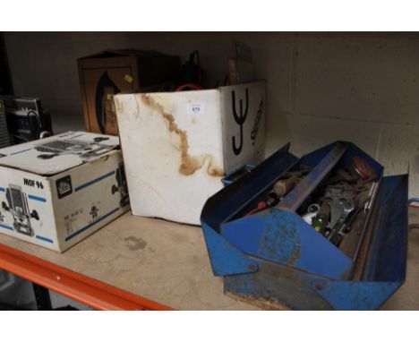 A SELECTION OF POWER AND HAND TOOLS ETC TO INCLUDE A TOOLBOX PLUS CONTENTS, ELU ROUTER ETC - HOUSE CLEARANCE