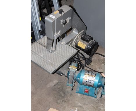 A 10" BENCH BAND SAW TOGETHER WITH A 6"BENCH GRINDER