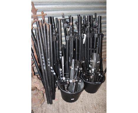 A QUANTITY OF SPEAKER TRIPOD STANDS ETC