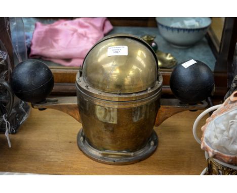 A Henry Brown & Sons Ltd 'Sestrel' brass ship's compass, model No 10043/W, height 24 cm approx.