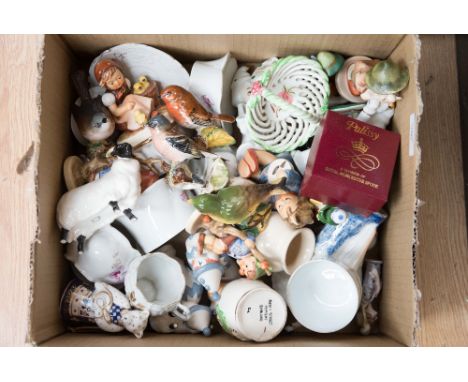 Ceramics including, Beswick birds, sheep, Hummel figures, Royal Crown Derby bear (no stopper), etc (1 box)