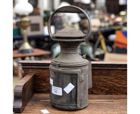 An early 20th Century railway lantern or lamp, red and green revolving glass