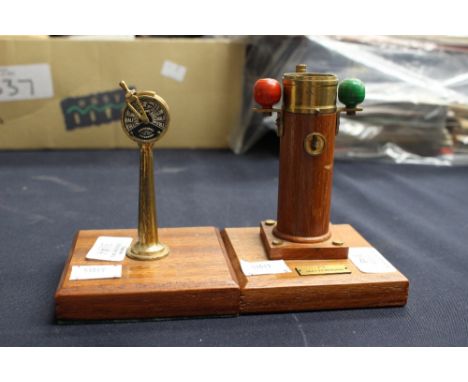 A miniature binnacle, T.T. Matterhorn together with a miniature engine telegraph (2) 