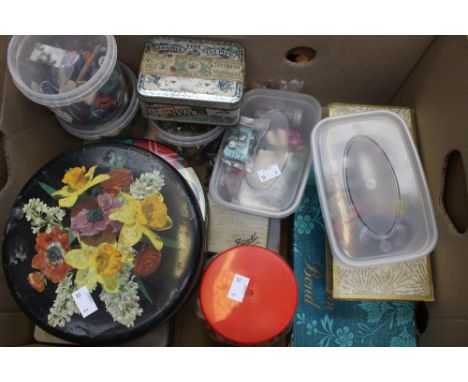 A large collection of buttons, including Art Deco Bakelite, mother-of-pearl, military and regimental, belt buckles 