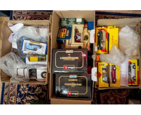 A collection of modern die cast cars to include, Burago, Corgi, Days Gone, Matchbox etc 