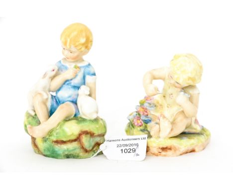 F G Doughty for Royal Worcester, 'The Dandelion' 3084 and 'Mischief' 2914 (2) 