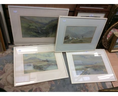 Two landscape watercolours, signed R. McAndrew, two unsigned watercolours (4)