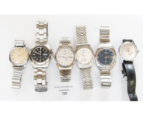 A collection of wristwatches including, Lanco manual, Seiko, Lemania etc