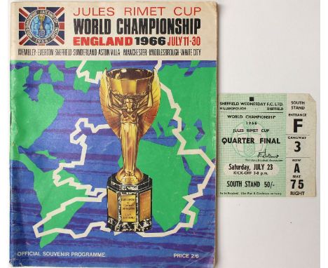World Cup Memorabilia: a 1966 World Cup Final tournament programme together with a 1966 World Cup Quarter-Final ticket for th