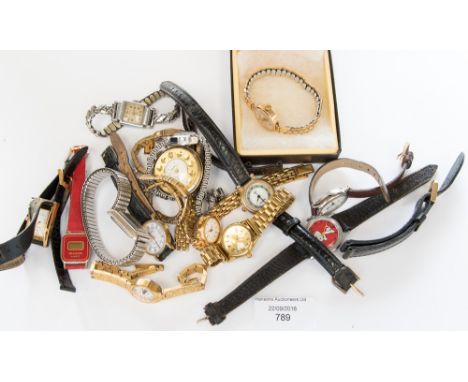  A quantity of ladies' wristwatches, to include Montine, Accurist, Seiko, a 1940s chrome plated Rotary bracelet watch, side w