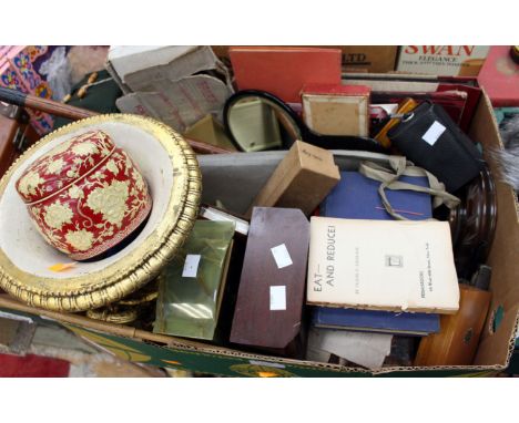 A box of collectables, mantel, books, games etc 