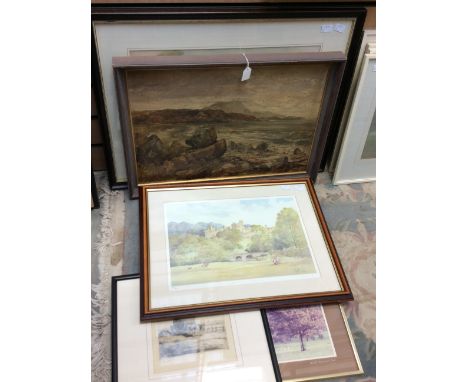 P.H. Winterfield ?, a monochrome etching of oxen pulling a hay cart, windmill to distance, signed and titled in pencil, 14.5 