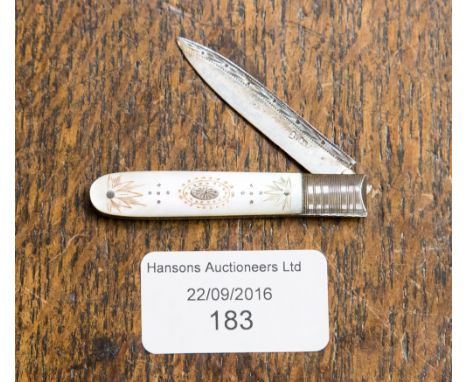 A George III silver and mother-of-pearl penknife 