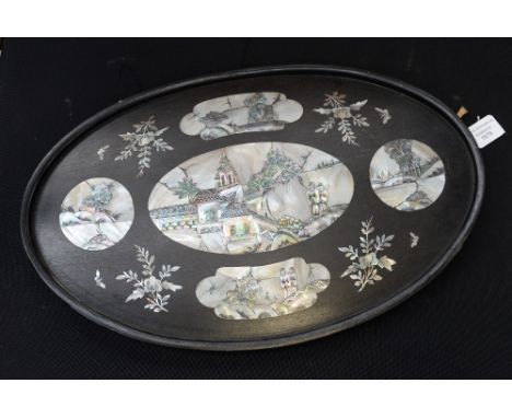 A Japanese wall plaque with mother-of-pearl inset plaques, Shibayama, early 20th Century 