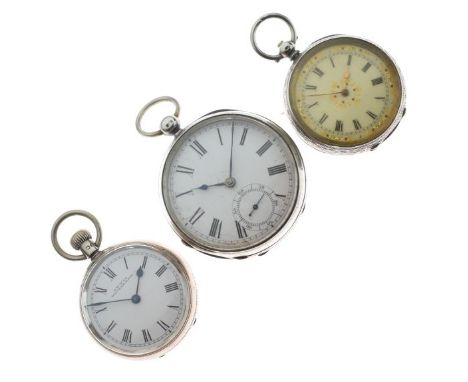 Silver cased key wind pocket watch, the white enamel dial with Roman numerals and subsidiary seconds dial, Birmingham 1884 to