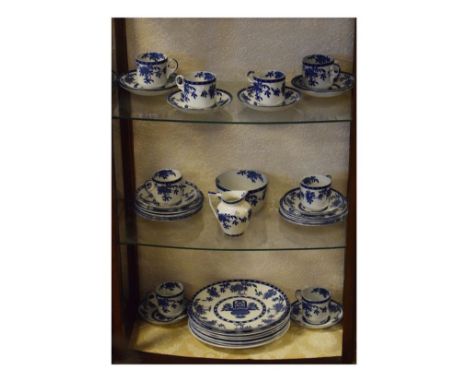 Early 20th Century Clementson Brothers blue and white transfer printed part tea service decorated with the Delft pattern   Co