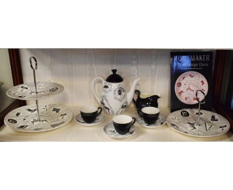 Collection of Ridgway Homemaker tableware comprising: cake stand, two tier cake stand, coffee pot, cream jug and three coffee