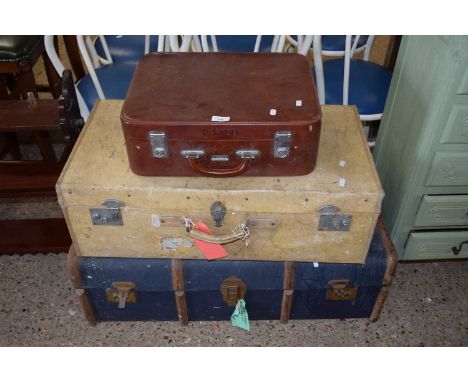 A group of three vintage suitcases