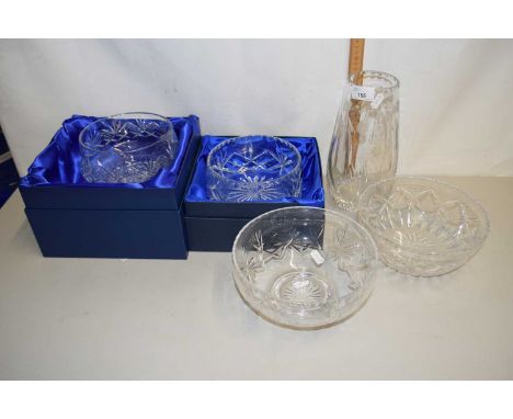 Collection of Royal Worcester and other crystal glass bowls and vases