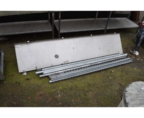 A steel kitchen shelf