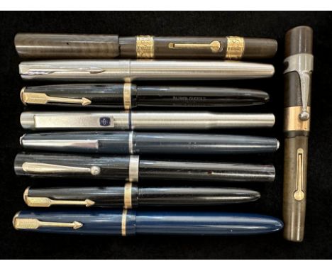 Good Collection of Eight Vintage Fountain Pens, including Parker with 14k nibs, Shaeffer, and Waterman's.