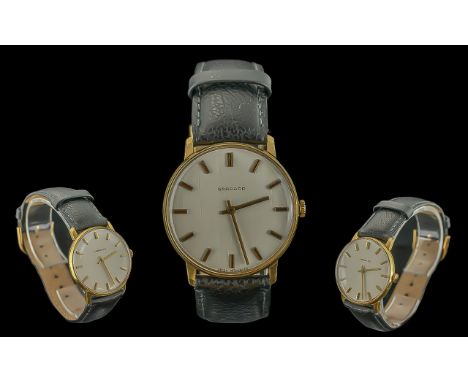 Garrard - Gents Excellent 1960's Gold on Steel Mechanical Wrist Watch. Features Gold Markers, White Dial, Manuel Wind, Pleasi