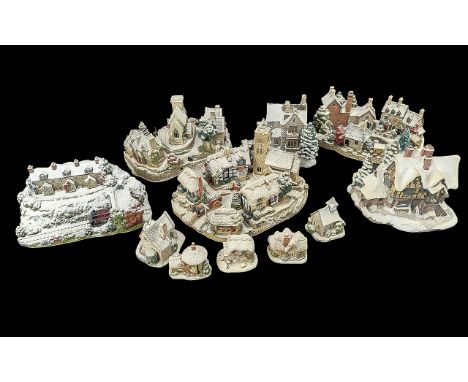 Lilliput Lane - Collection of Lilliput Lane Christmas Cottages, including The Old Vicarage at Christmas, Christmas Fayre, and