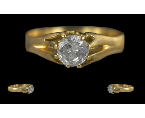 Gent's 18ct Gold Diamond Ring, round brilliant cut diamond, approx .80 cts. Est. K/L colour, SI3 clarity.