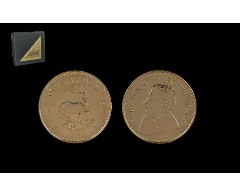 South African Mint Ltd Edition 1967 1 oz Vintage 22ct Gold Kruggerand, 2017 Re-issue Proof Struck 1 oz 22ct Gold Coin, Ltd Ed